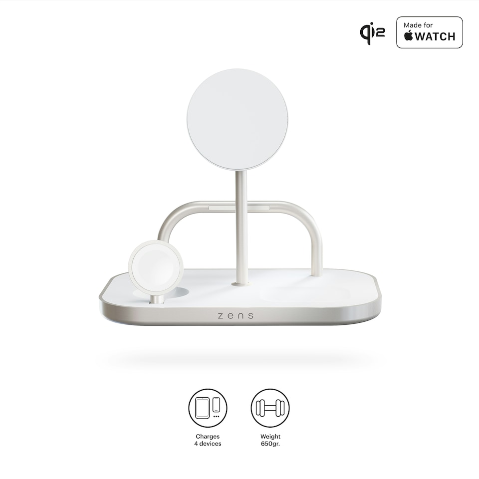 image 1 of Zens 4-in-1 Wireless Charger (incl. Wall Charger) - white