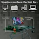 image 3 of Grey Ergonomic PC Gaming Office Computer Desk with Headphone Hook