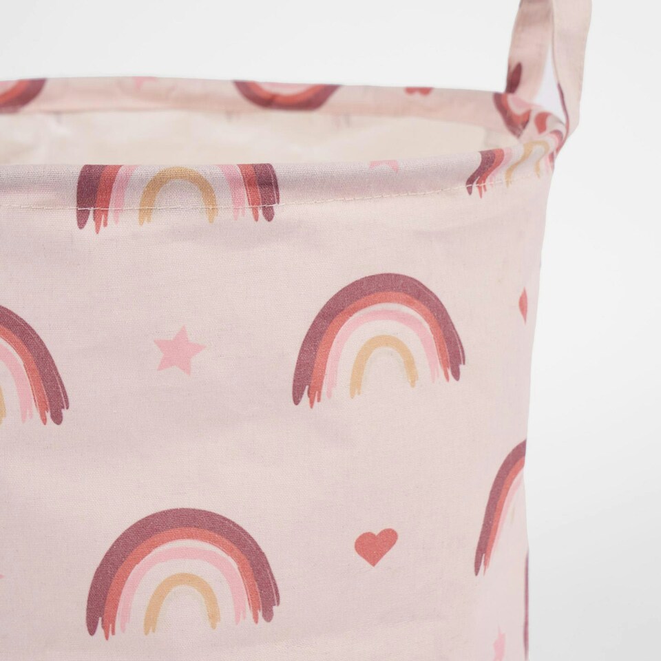 image 1 of OHS Kids Rainbow Print Round Pop Up Clothes Toy Storage Laundry Basket, 1-2kg - Blush Pink