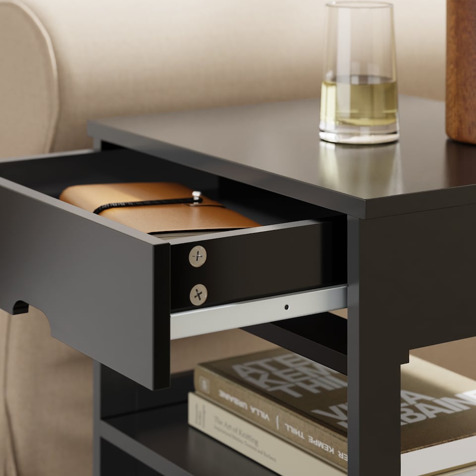 image 1 of SoBuy Bedside Table with 2 Drawers & Shelf, Black, 17.3x14.9x22.0 inches, 11.45 kg - FRG258-SCH