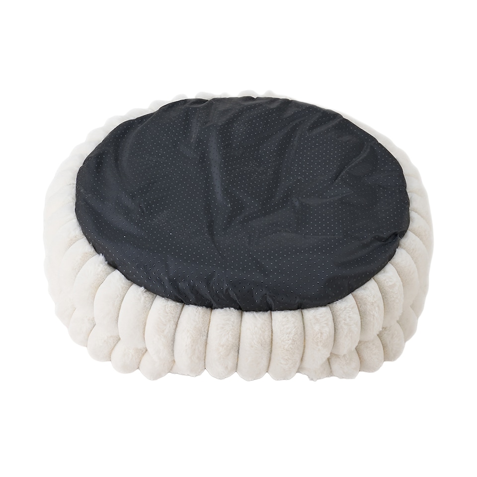 image 1 of Living and Home Pet Bolster Bed for Cat and Dog | White | S