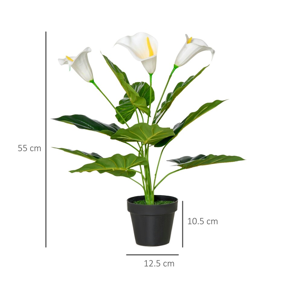 image 1 of HOMCOM Artificial Set of 2 Calla Lily Flower Faux Plant for Indoor Décor