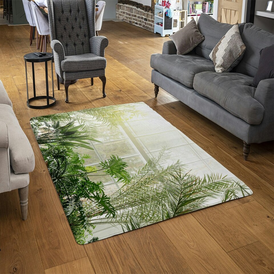 image 1 of Green plants in botanical gardens (Rug) Green | XL