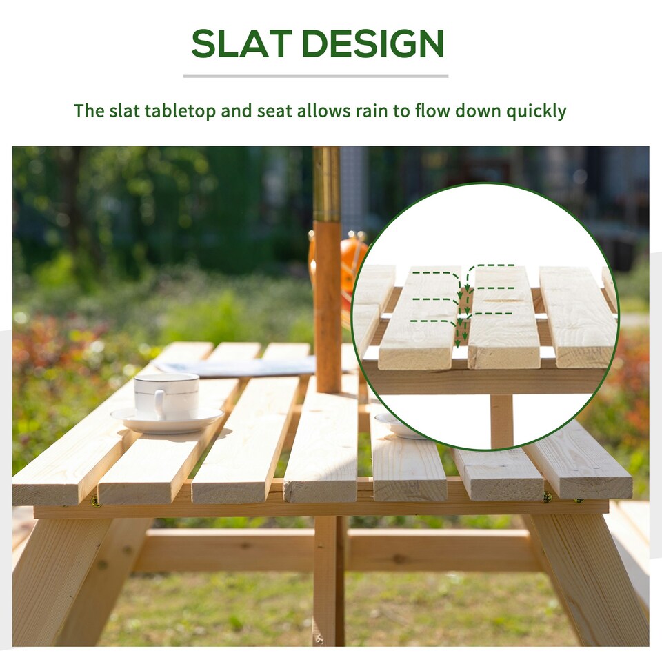 image 1 of Outsunny 5.8FT Outdoor Wooden Picnic Table Bench Garden Patio Pub Chair 6 Seats