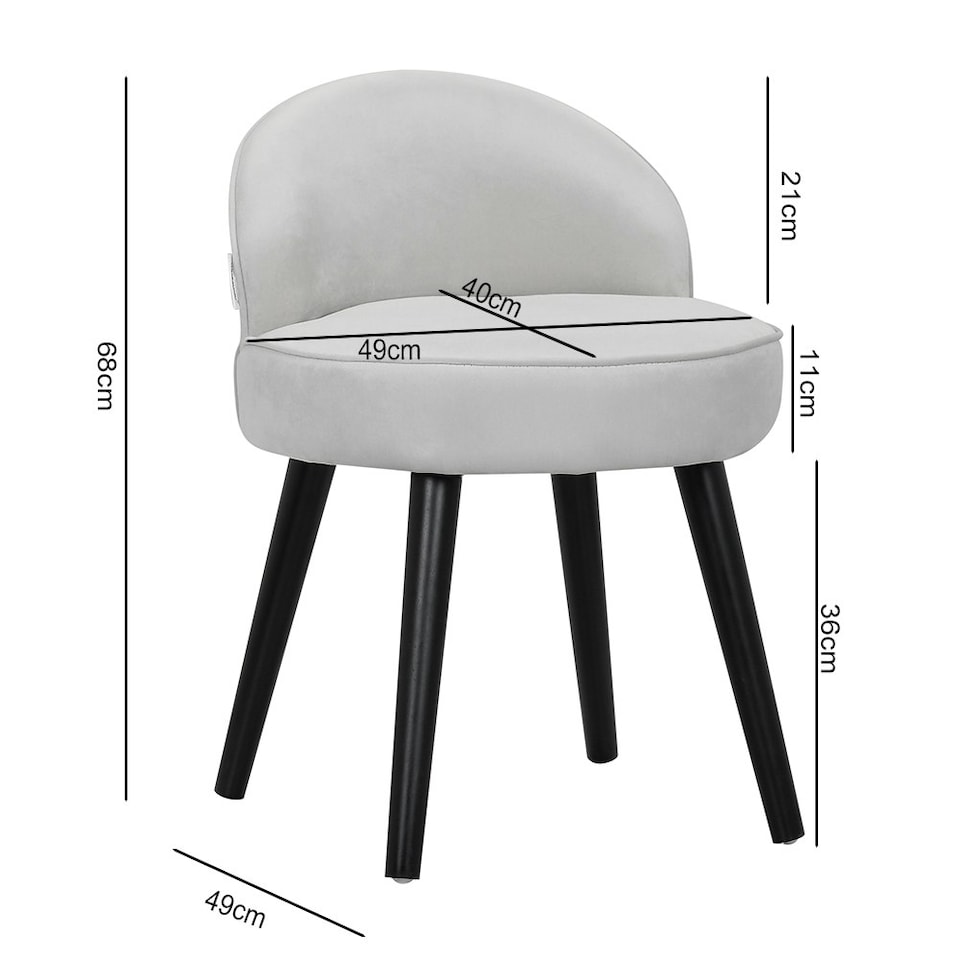 image 1 of Living and Home Velvet Dressing Table Stool - Grey White