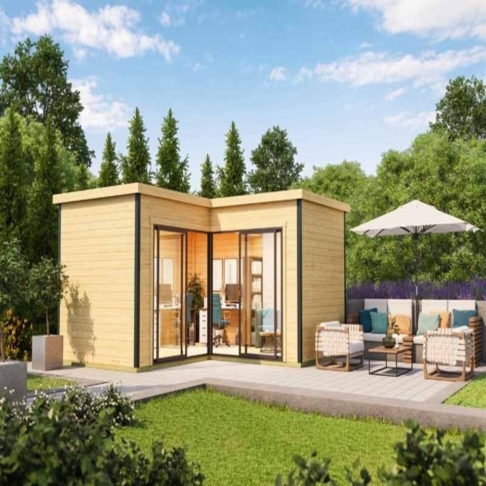 image 1 of Domeo 6 + Domeo 6 Al pack ISO-Log Cabin, Wooden Garden Room, Timber Summerhouse, Home Office - L500 x W509.3 x H250.8 cm Brown