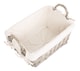 image 3 of Medium Antique Wash Handled Lined Storage Basket | White | White