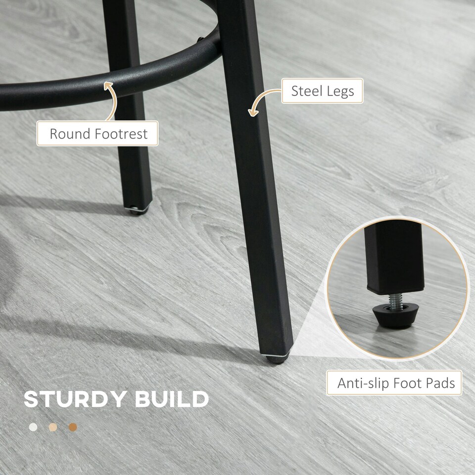 image 1 of HOMCOM Bar Stools Set of 2 Counter Height Bar Stools for Dining Room Kitchen