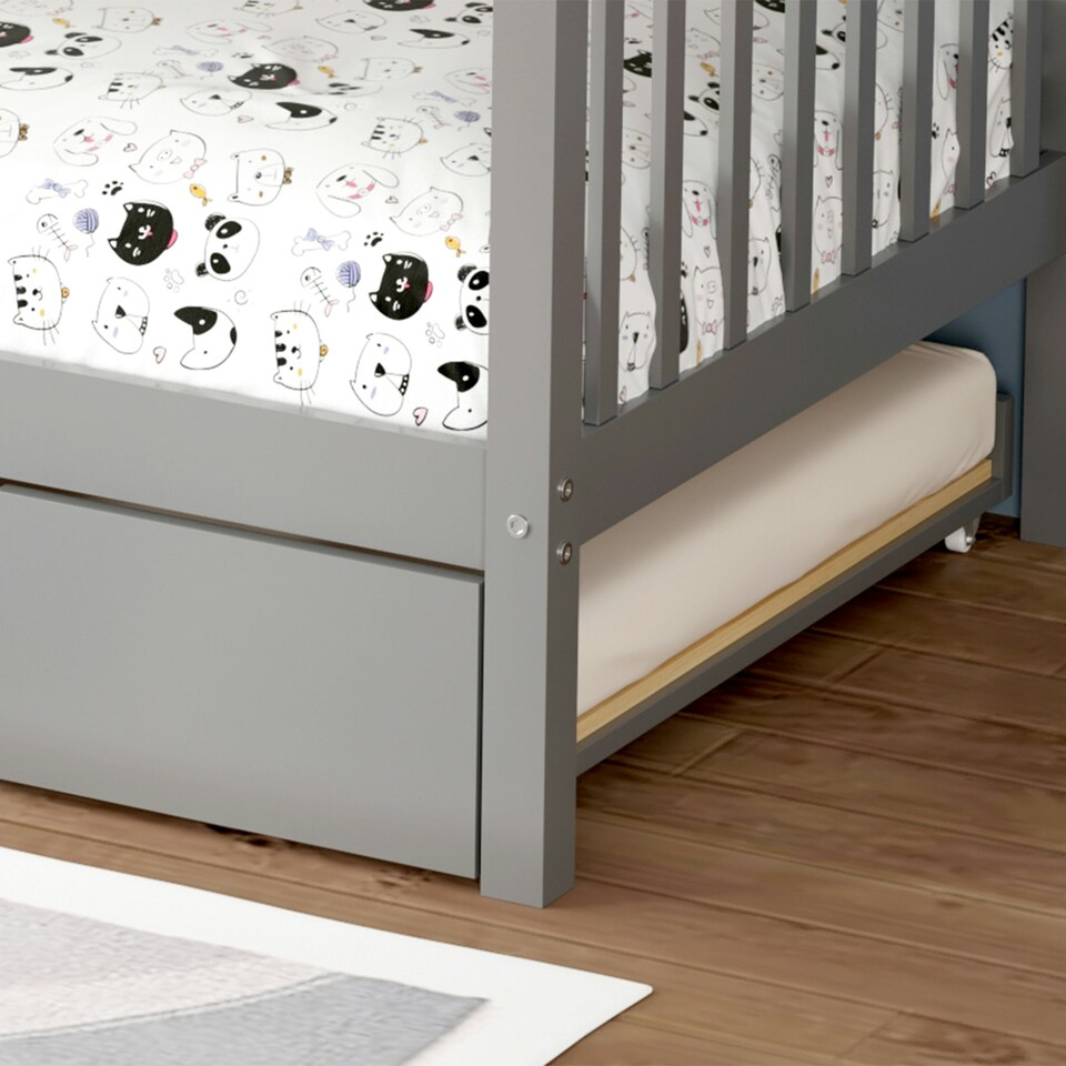 image 1 of Oliver Grey Single Wooden Bunk Bed with Trundle