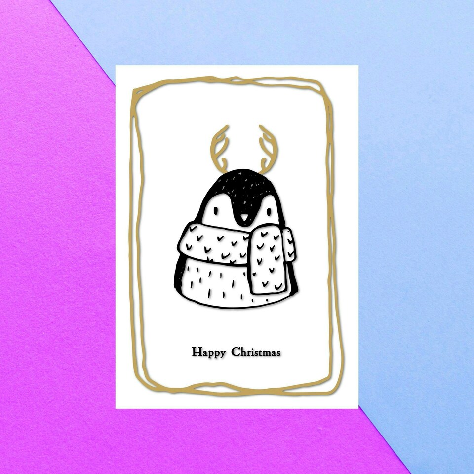 Happy Christmas Penguin Greetings Card