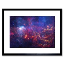 Hubble Great Observatories Center Milky Way Galaxy 9x7" Black Framed Wall Art Print