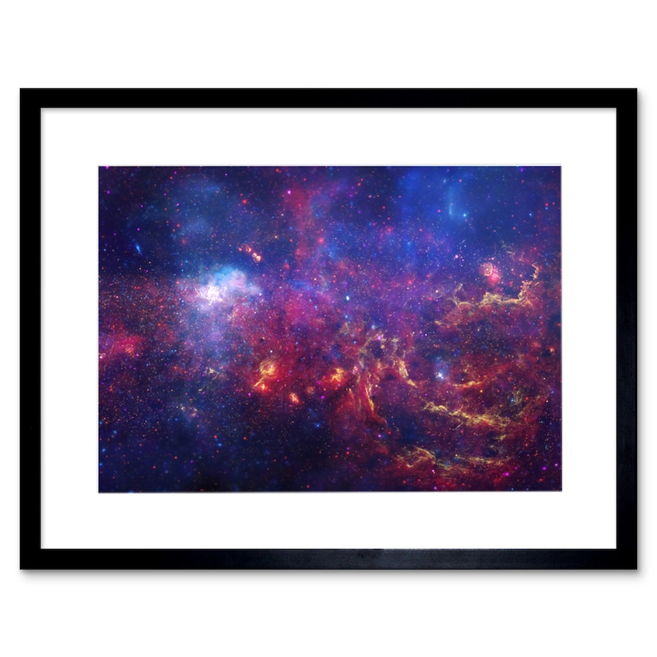 image 1 of Hubble Great Observatories Center Milky Way Galaxy 9x7" Black Framed Wall Art Print