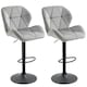 image 1 of HOMCOM Bar Stool Set of 2 Fabric Adjustable Height Counter Chairs Light Grey