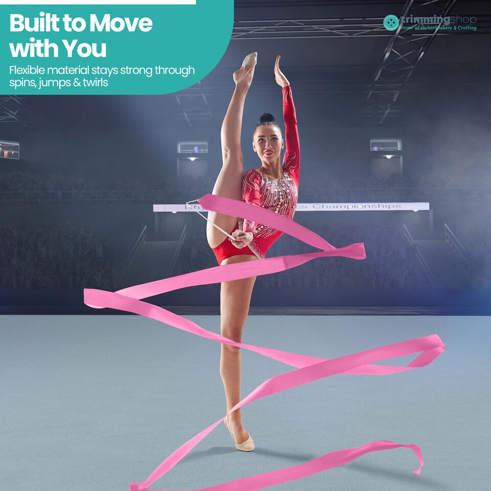 image 1 of 4 Metres Gymnastics Ribbon Wand, Satin Dance Streamer - 1pc