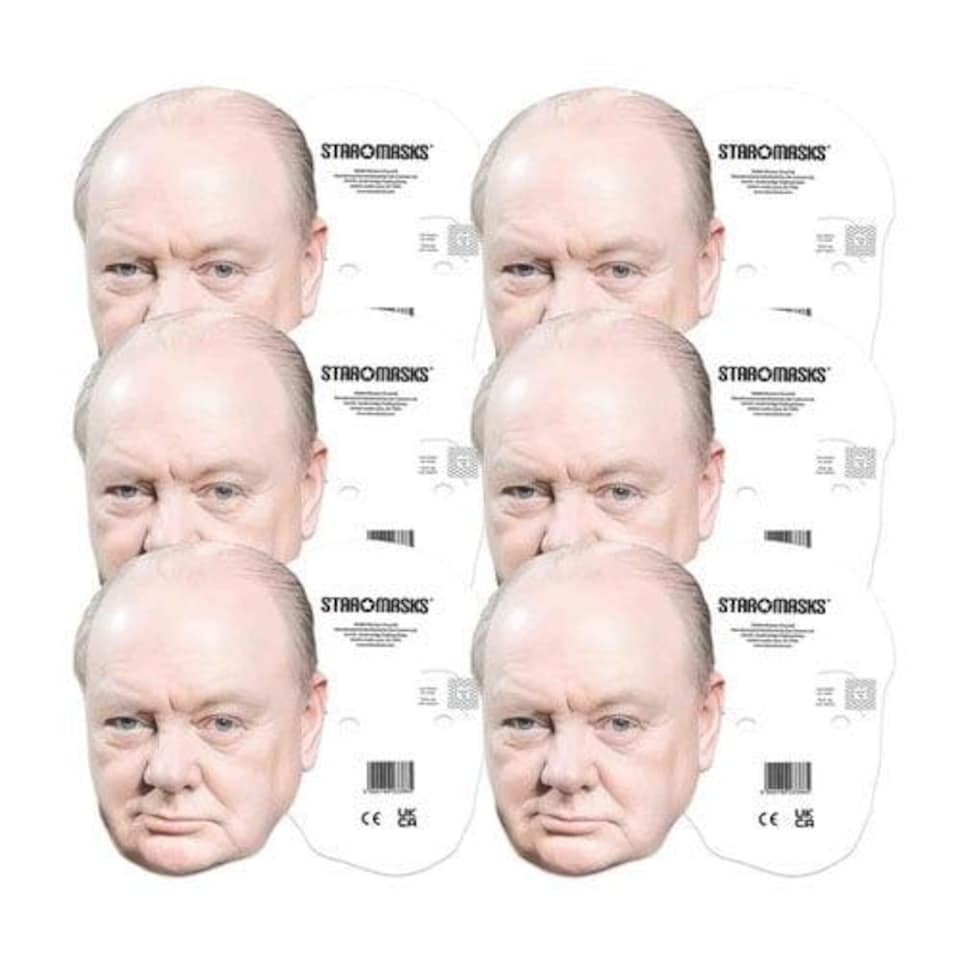 image 1 of Winston Churchill Cardboard Face Masks - Pack of 6 Multi