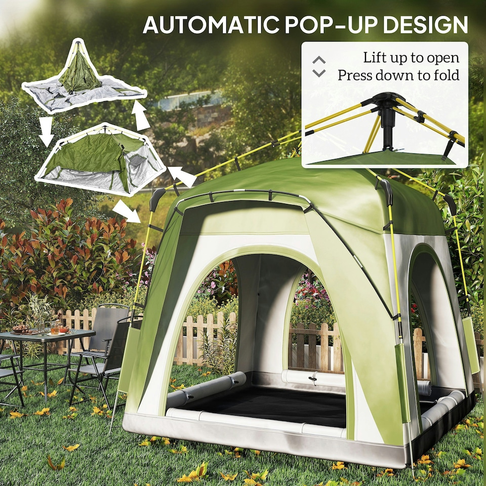 image 1 of Outsunny 4 Man Pop Up Tent Camping Backpacking Dome Tent, Green