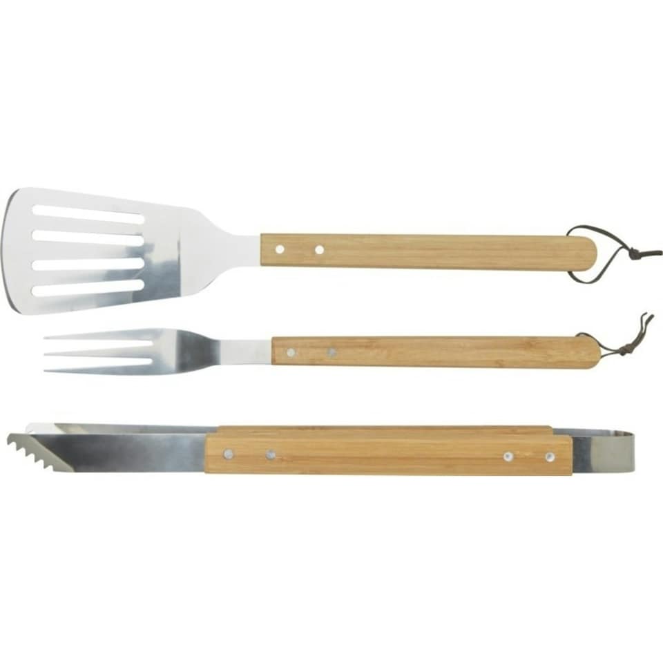 image 1 of Seasons Assadus BBQ Tool Set - Silver/Light Brown - One Size