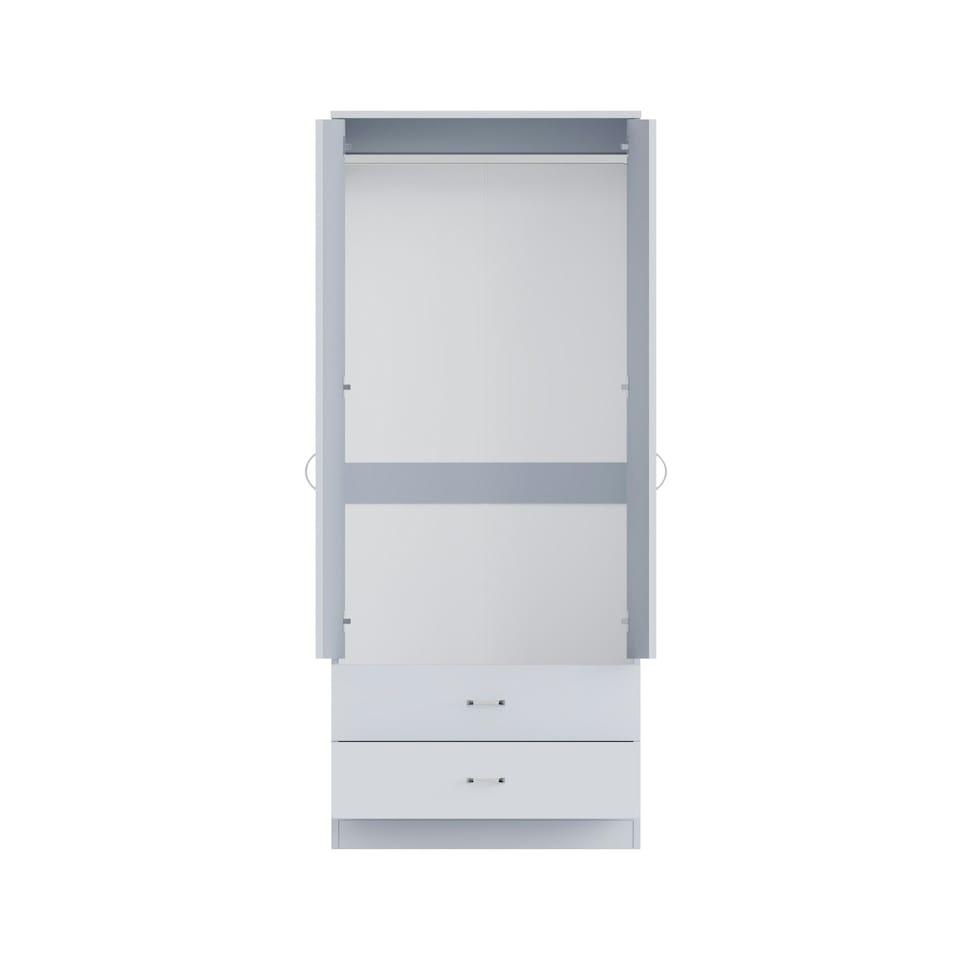 image 1 of FWStyle Chilton Combination Wardrobe 2 Door 2 Drawer - Grey Gloss Front Grey