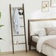 image 3 of COSTWAY Bamboo Blanket Ladder 5-Tier Ladder Shelf w/4 Removable Hooks-Brown Brown | One Size
