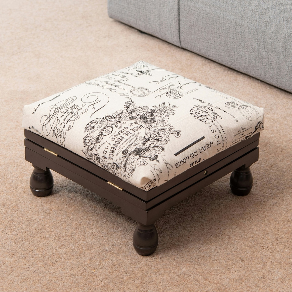 image 1 of Greenhurst Adjustable 3-Position Footstool with Padded Top, Mahogany Finish Brown | Mahogany