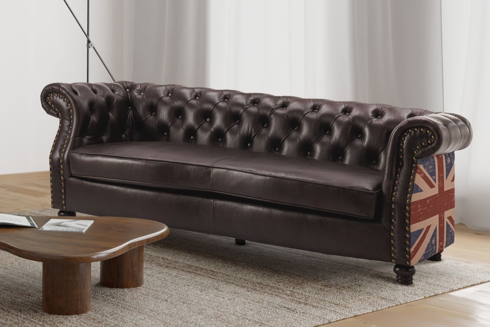 Faux Leather Brown 3 Seater Union Jack Chesterfield Sofa Tesco Groceries faux-leather-brown-3-seater-union-jack-chesterfield-sofa-tesco-groceries