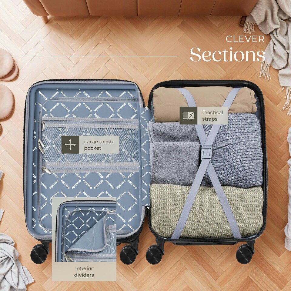 image 1 of Suitcase Luggage Set - L, M & S sizes, ABS plastic, swivel wheels, combination lock Black