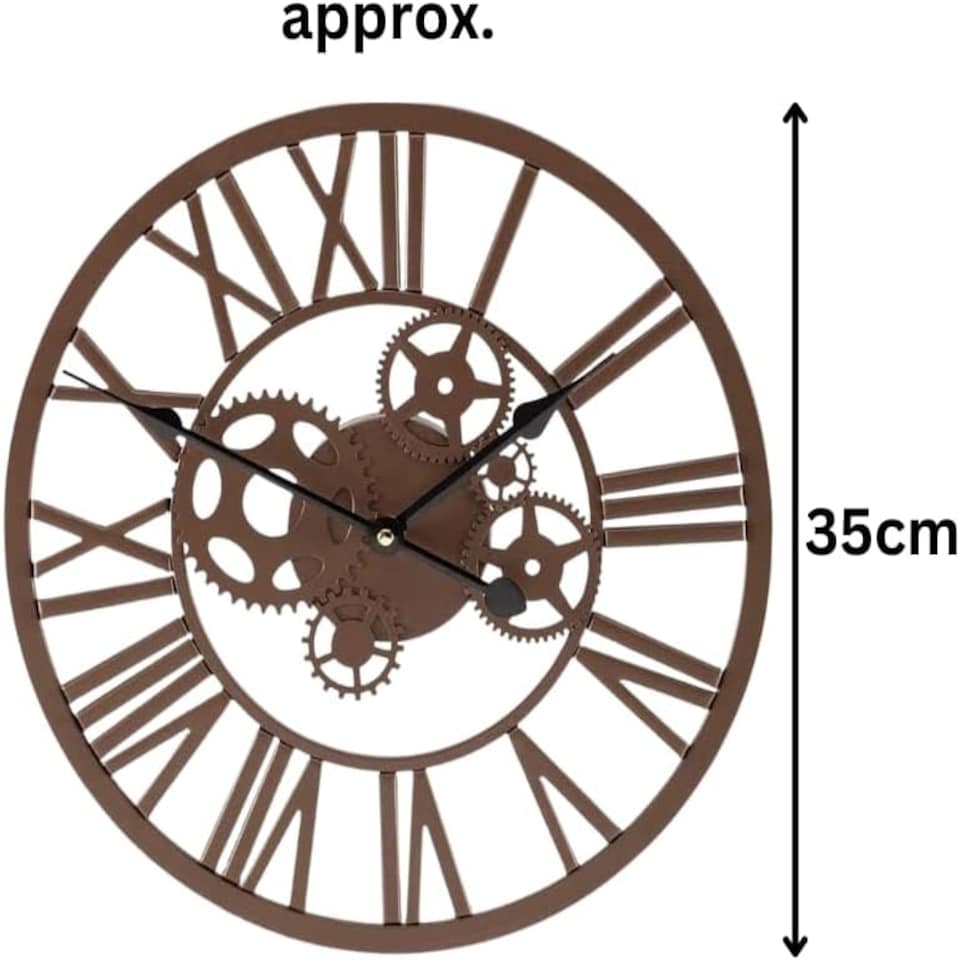 image 1 of Marco Paul 35cm Brown Skeleton Wall Clock Brown