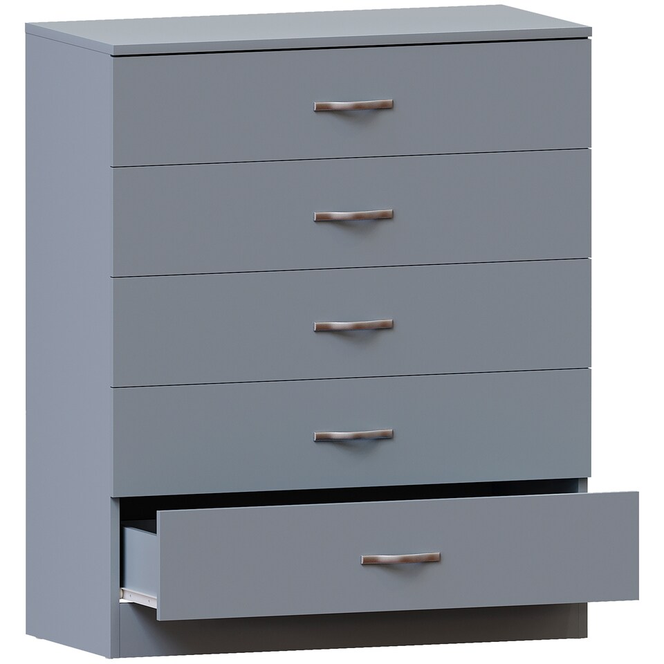 image 1 of Vida Designs Riano 5 Drawer Chest of Drawers Bedroom Storage, Grey