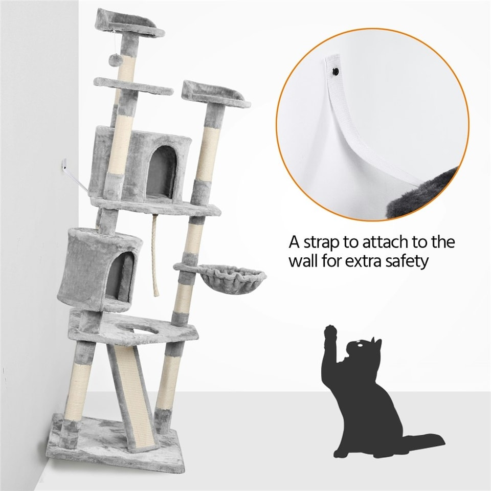 image 1 of Yaheetech 200 cm Multilevel Cat Tree with Condos Light Grey