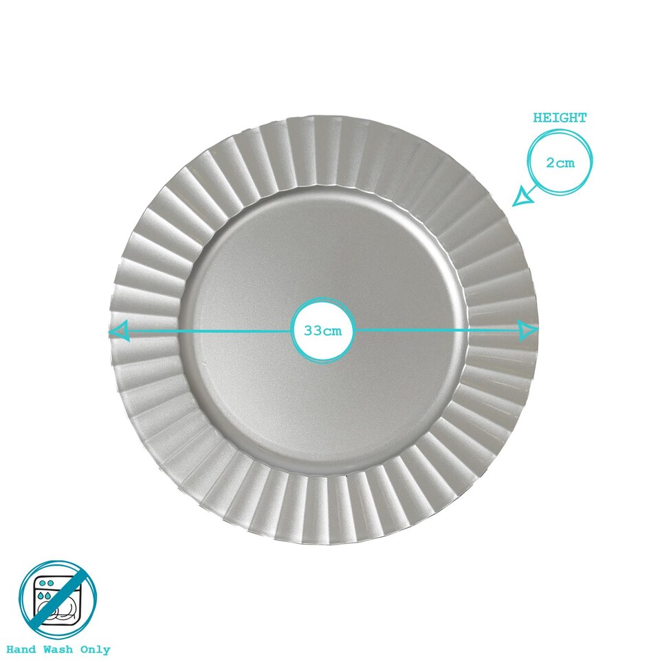 image 1 of Argon Tableware Round Charger Plates - 33cm - Silver Flute - Pack of 6