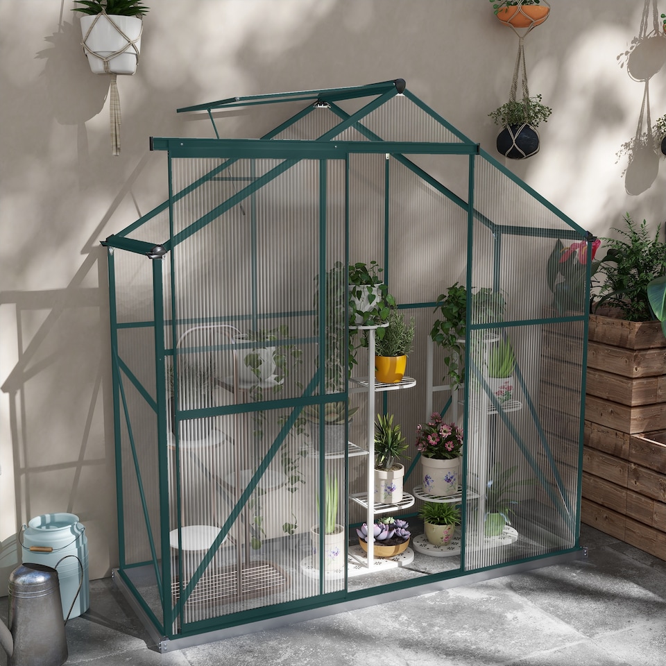 image 1 of Outsunny 6 x 2.5ft Polycarbonate Greenhouse Aluminium Green House