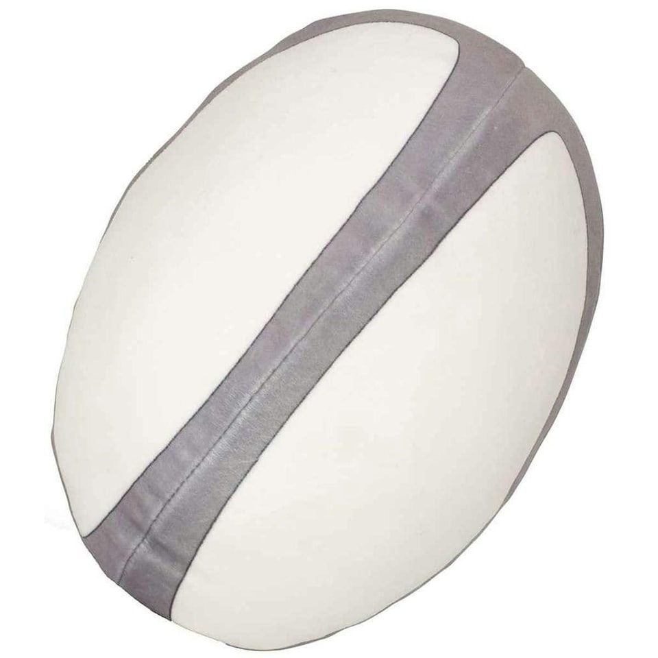 image 1 of Mumbles Zippie Rugby Ball Plush Toy - White/Grey - 23cm