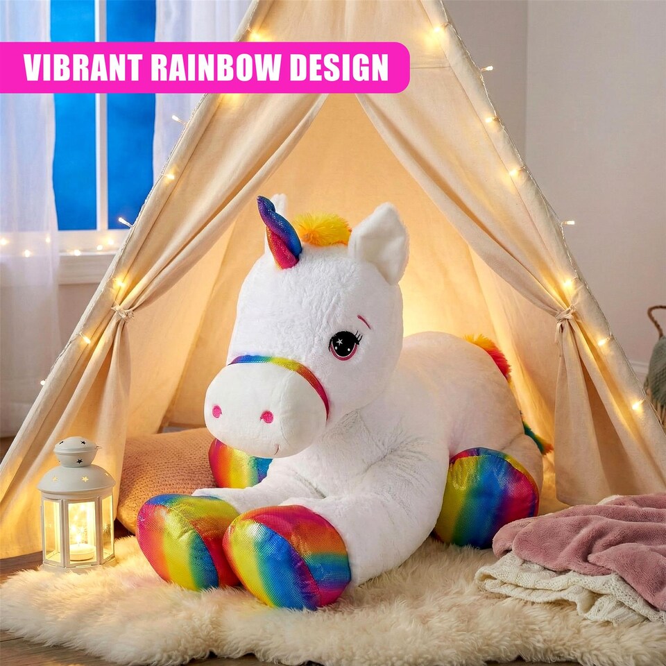 image 1 of The Magic Toy Shop Giant Unicorn Teddy Plushie 110cm Large Soft Stuffed Animal Toy