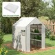 image 2 of Outsunny Walk-in Greenhouse Cover Replacement with Door and Mesh Windows, Green