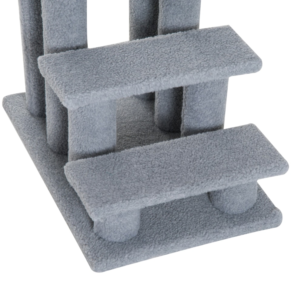 image 1 of PawHut Dog Steps for Bed 4 Step Pet Stairs for Sofa Dog Cat Climb Ladder Grey