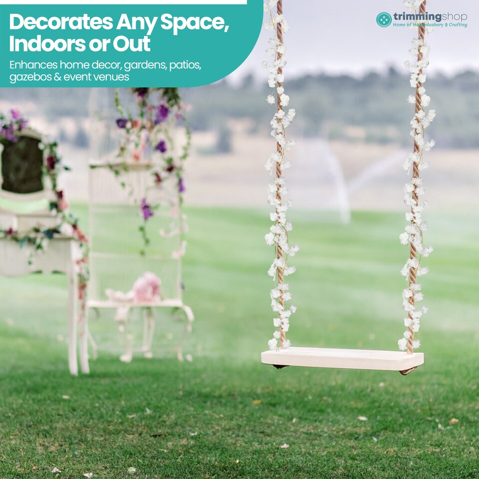 image 1 of 180cm Cherry Blossom Flower Garland, 144 Blooms with No Wire Hanging Flowers
