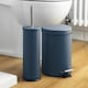 image 7 of Harbour Housewares 2x Bathroom Pedal Bins - 3L - Matt Blue - Round Stainless Steel Slim Rubbish Dustbin Lid and Inner Liner Bucket