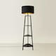 image 3 of ValueLights Hiru Black 3 Tier Floor Shelf Lamp Black Shade Black