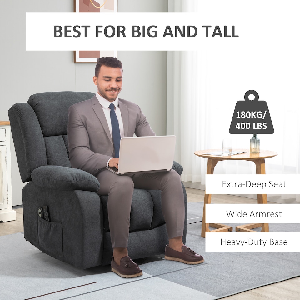 image 1 of HOMCOM Power Lift Recliner, Lift Chair with Vibration Massage, Dark Grey