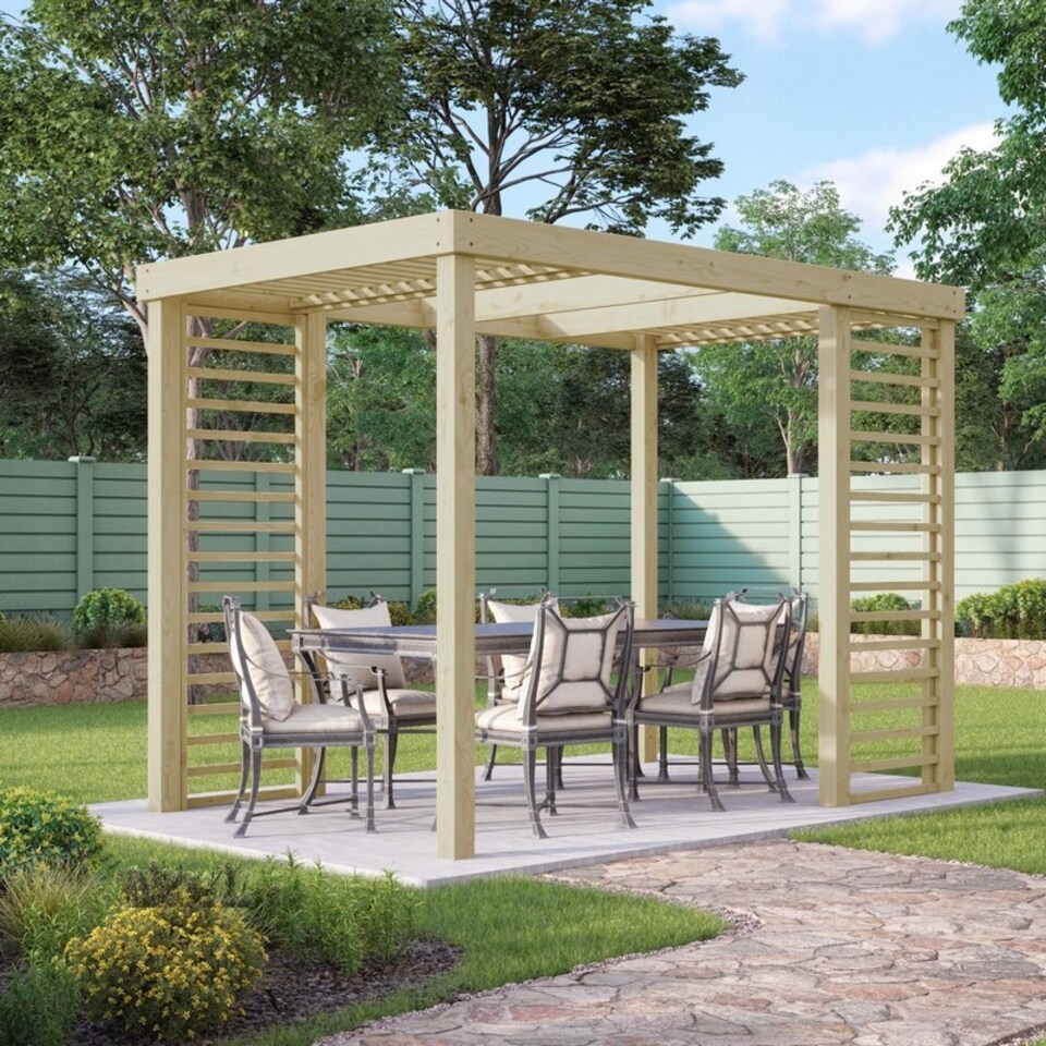 image 1 of Panel Pergola - Wood - L300 x W480 cm - Light Green