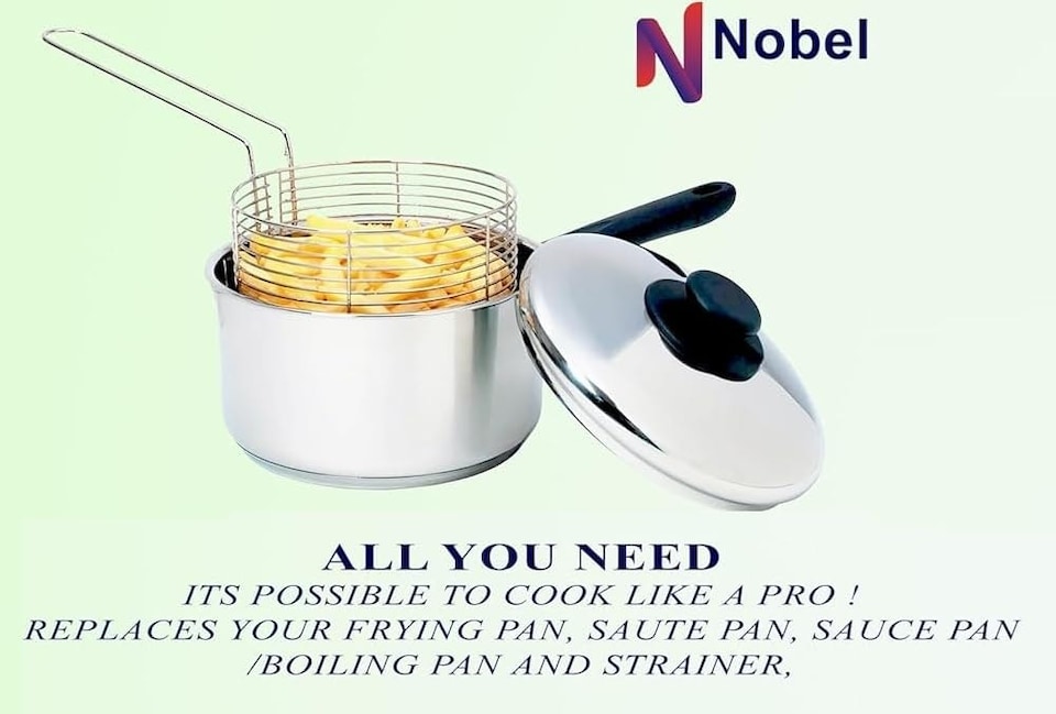 image 1 of Stainless Steel Chip Pan with Basket And lid -Silver 20 cm-3 Litre