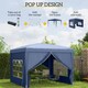 image 3 of Outsunny 3mx3m Pop Up Gazebo Party Tent Canopy Marquee with Storage Bag Blue