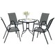 image 1 of Outsunny 5 PCs Garden Furniture Set, Round Table and Stackable Chairs, Grey 