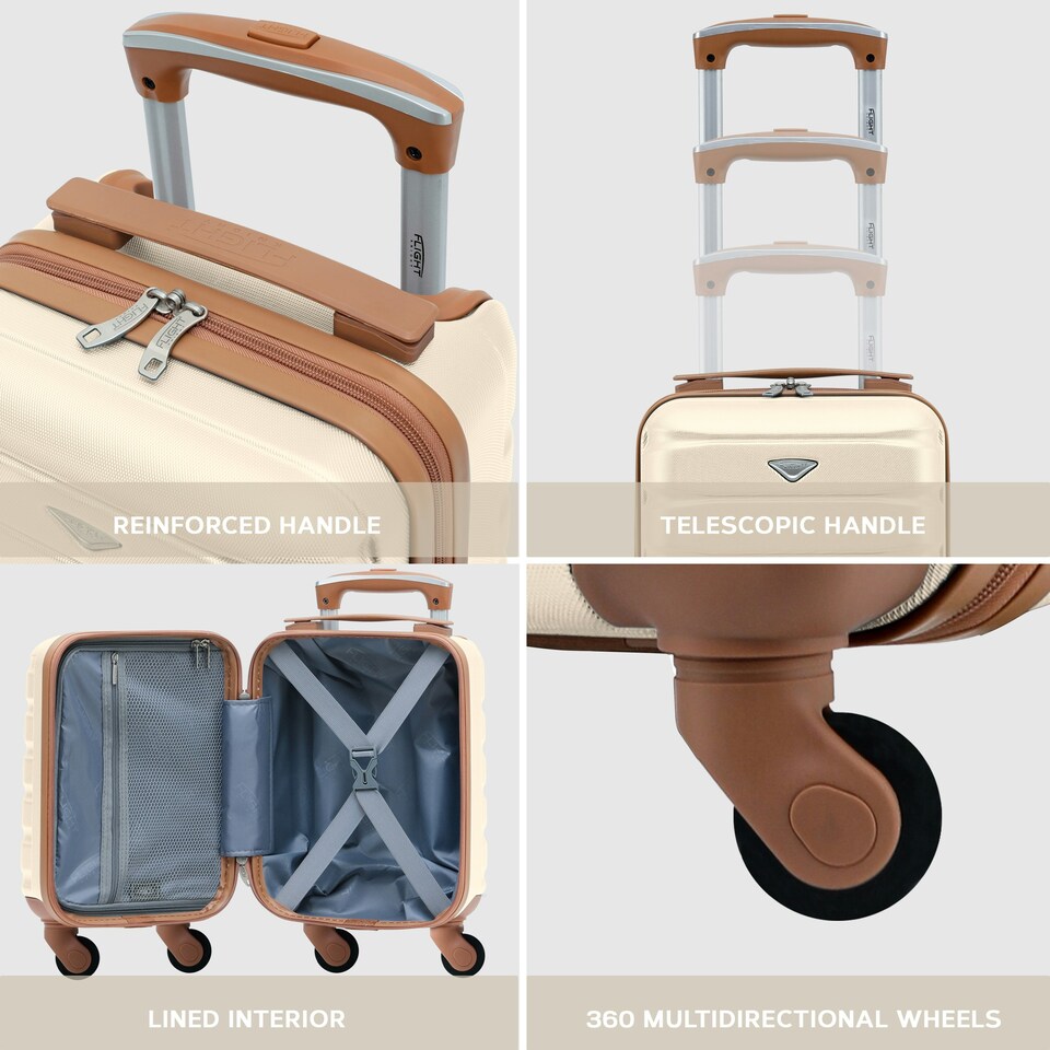image 1 of 40x20x25cm Ryanair Free Carry-On Maximum Size Cabin Suitcase - Lightweight 4 Wheel ABS Hard Case - Cabin Carry On Hand Luggage Suitcase 100+ Airline Approved Cream | Cream | Cabin Bag