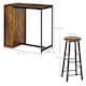 image 7 of HOMCOM 3 Piece Bar Table Set, Bar Height Table with 2 Stools, Storage Shelf