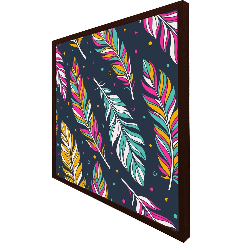 image 1 of Retro colour feathers (Picture Frame) Brown | Oak | XL