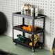 image 2 of Living and Home 3-Tier Rolling Tool Cart Storage Organizer - Black