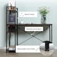 image 5 of HOMCOM Computer Desk Laptop Table w/4-tier Bookshelf  Metal Frame Walnut, Black
