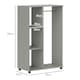 image 7 of HOMCOM Rolling Open Wardrobe Hanging Rail Storage Shelves for Clothes, Grey