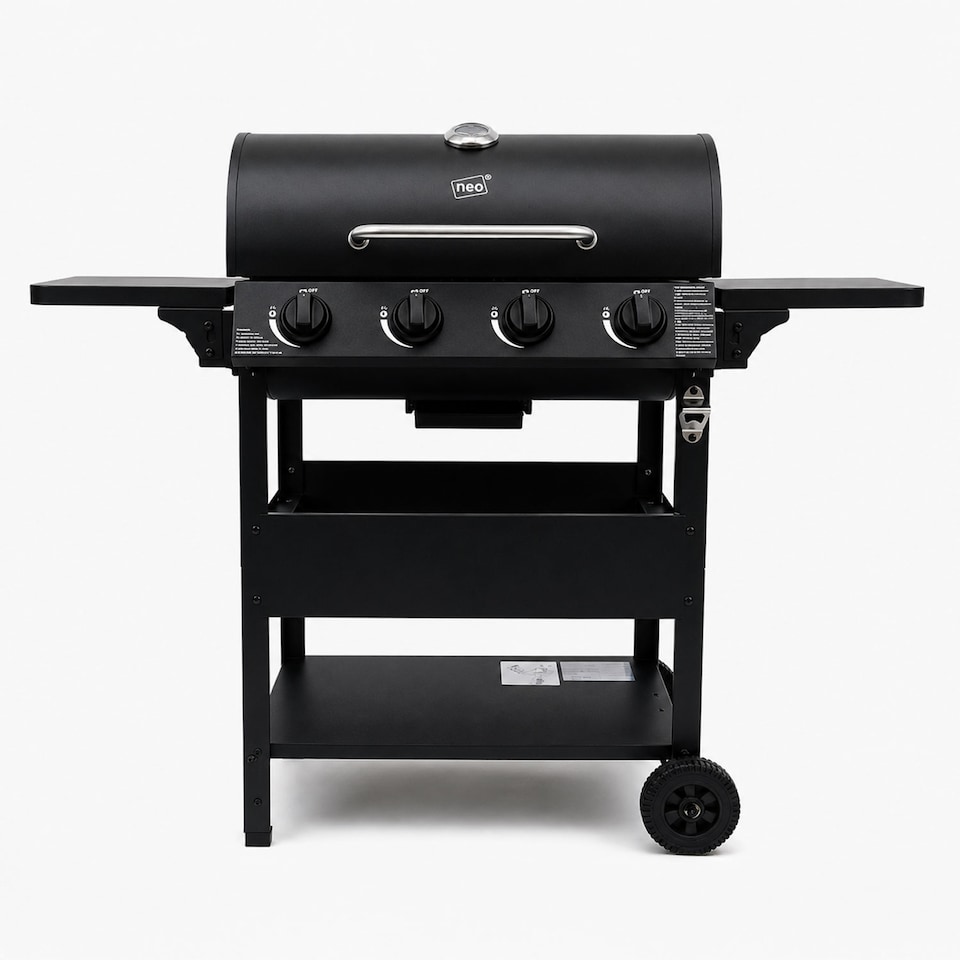 image 1 of 4 Burner Steel Gas BBQ Grill Outdoor Side Shelves Rack Bottle Opener